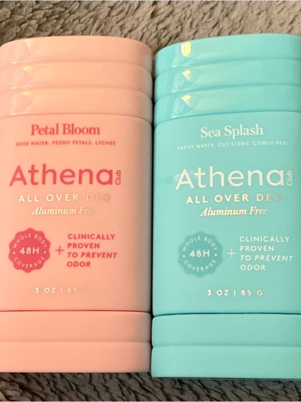 Athena Club Sea Splash (Aqua) & Petal Bloom (Pink) All-Over Deodorants